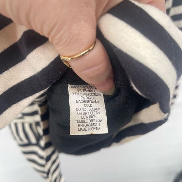 Monteau Women's Single Button Blazer Striped 3/4 Sleeve black white Medium - Picture 10 of 11